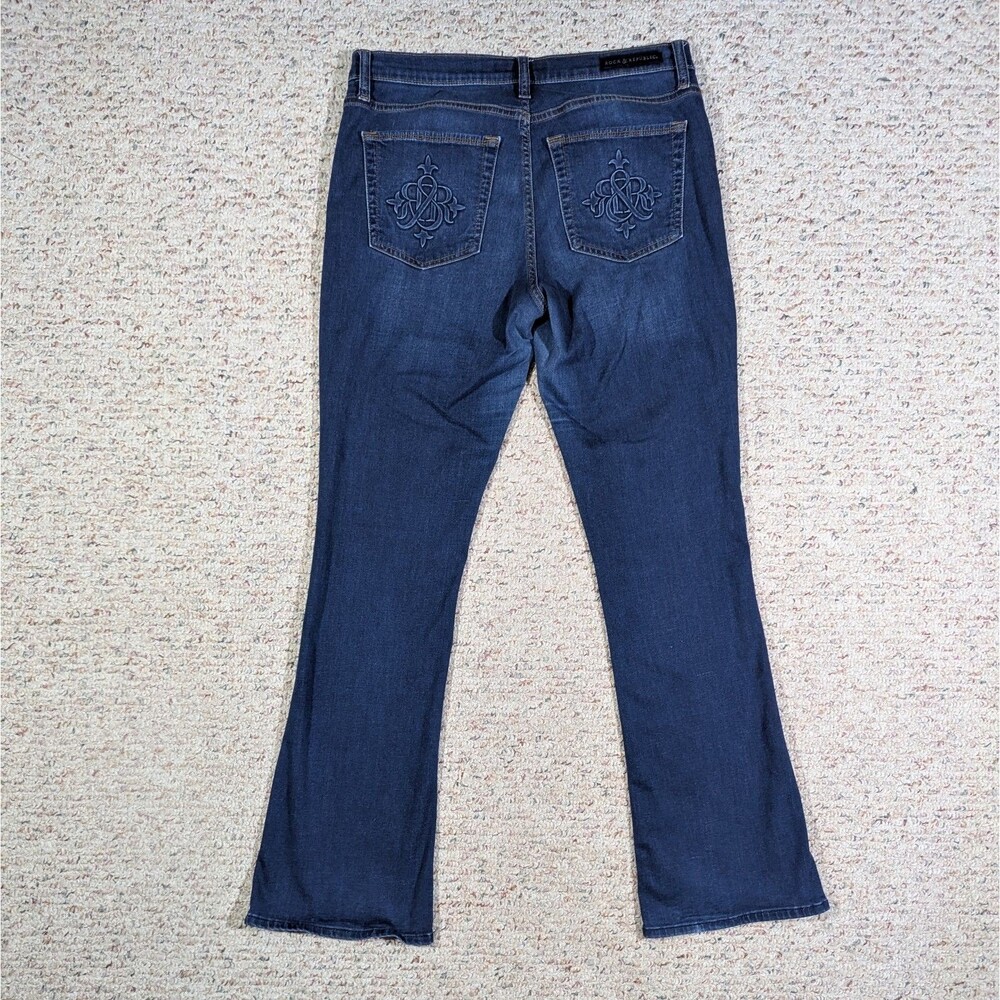 Rock & Republic Kasandra Blue Jeans Bootcut Womens 14 M Stretch Embossed Pockets - Picture 8 of 10